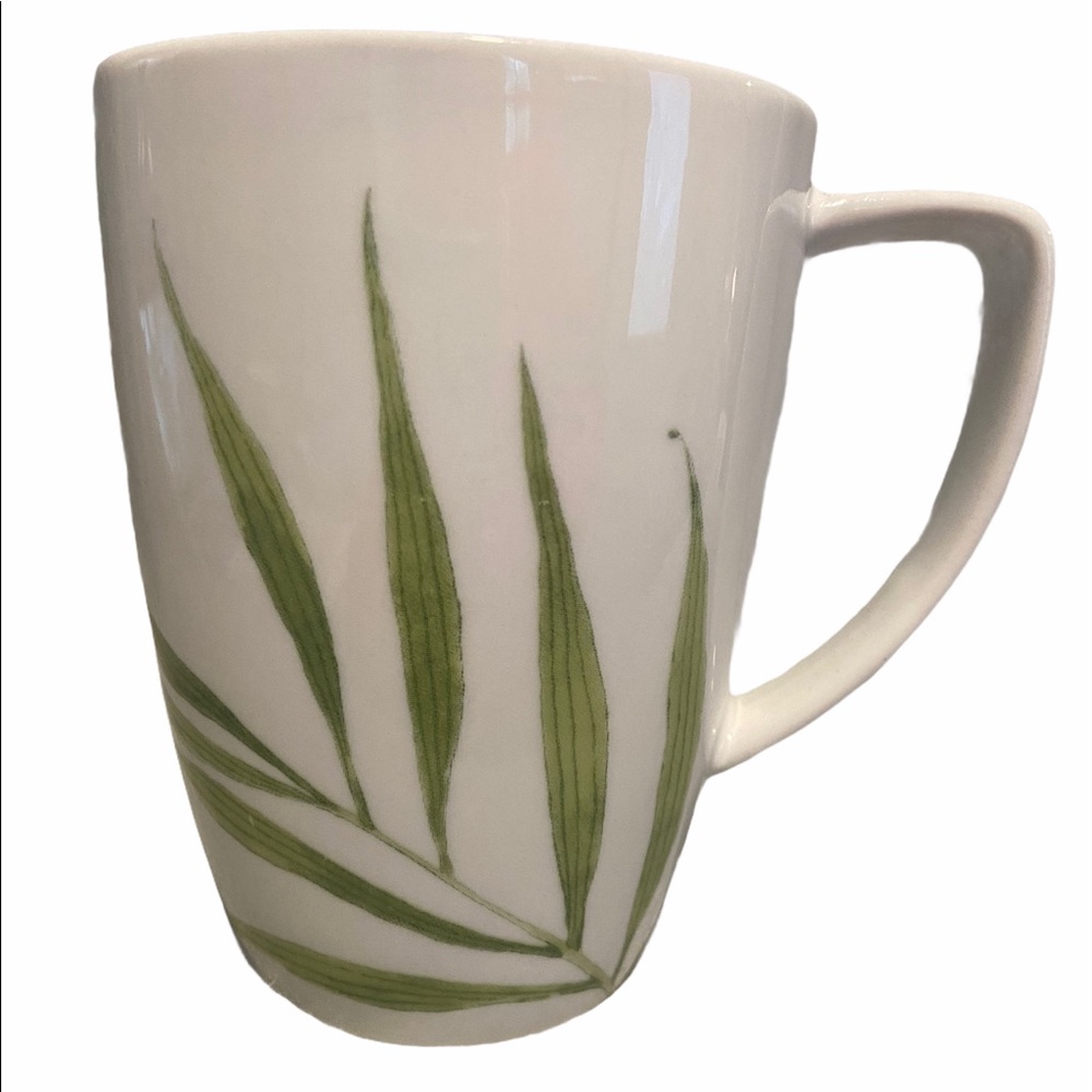 2 Corelle Bamboo Leaf Porcelain 12 oz Mugs